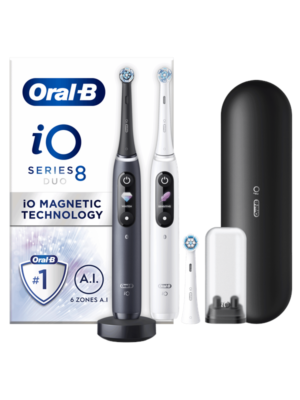 Oral-B Elektrisk tannbørste iO8 - White Alabaster / Black Onyx - 2 handles