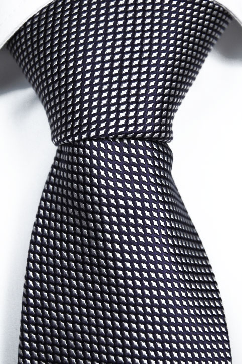 Silke Slips, Two toned tie in dark blue and white, Blå, Geometric, Notch OCTAVIO