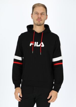 Solms Hoody With Block Strips, Black Bright White True Red, M, Hoodies